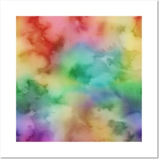 Bright Purple Green Yellow Pink Pastel Rainbow Watercolor Ombre Shades Posters and Art